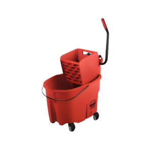 Cubeta Plástica 33 Lt. Exprimidora con Rodos Color Rojo